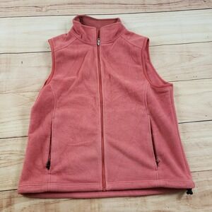 LL Bean Sweater Vest Womens Medium Red Sleeveless Outdoor Hiking Fleece Ladies M